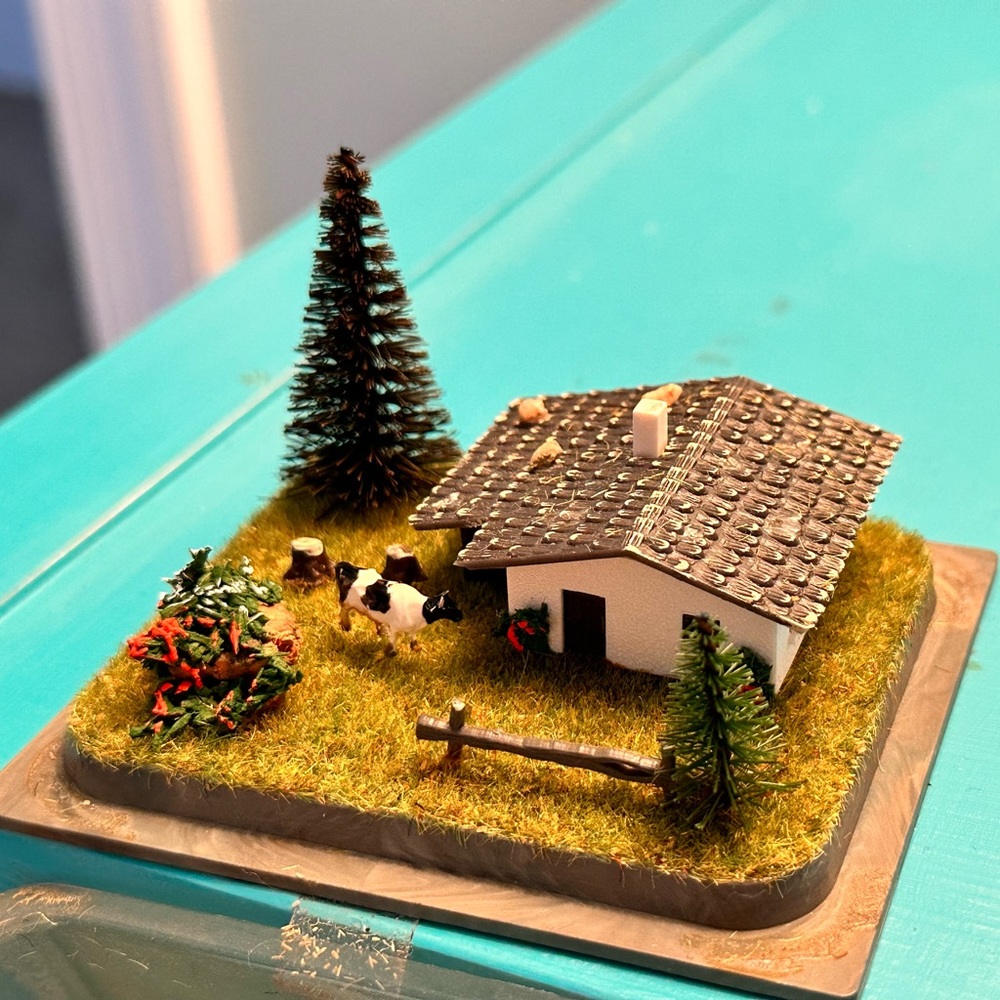 Vintage Noch West Germany Railway House Nr 6218 with Cow and Yard